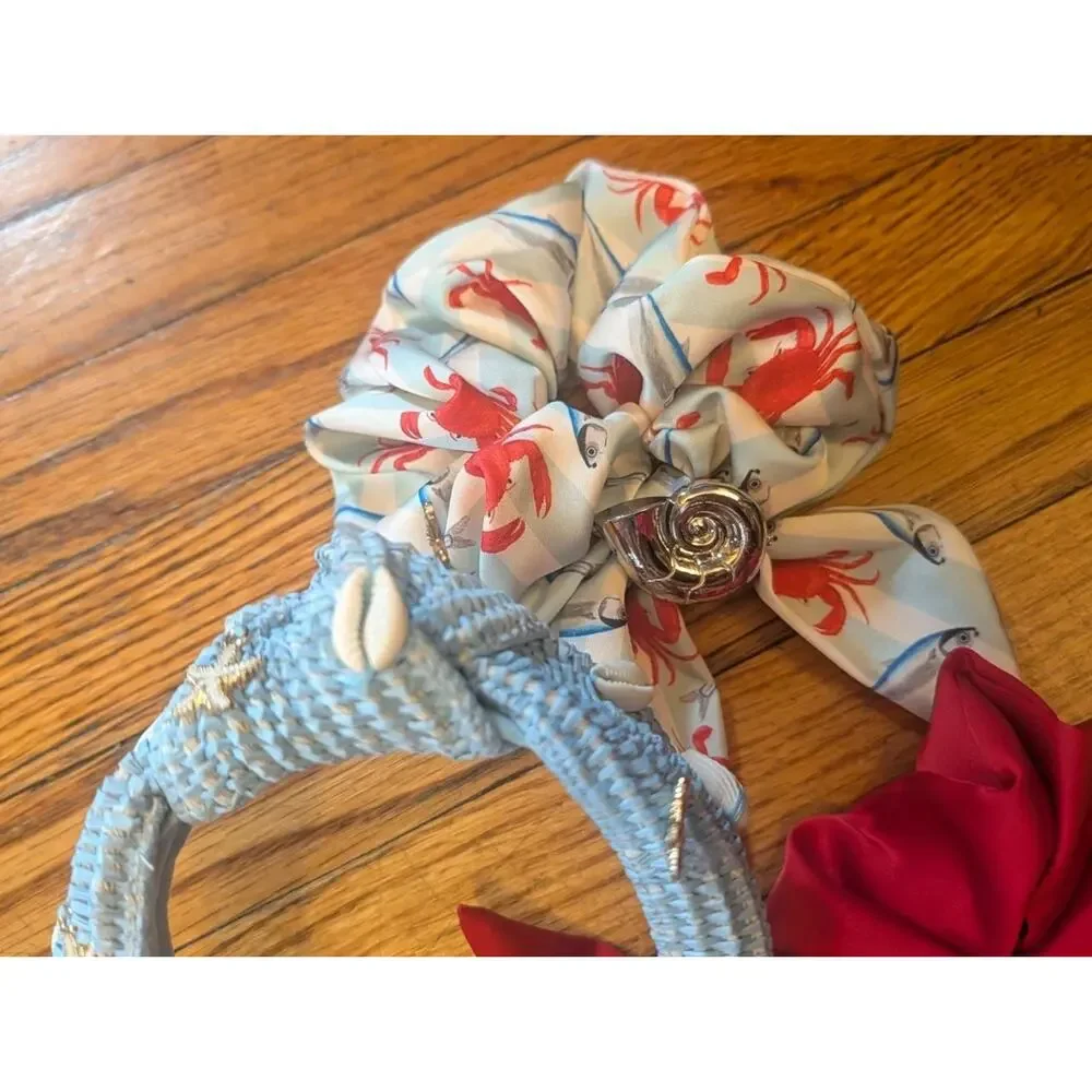 Beach NWOT Lot Hair Band & Ties Ocean Shells Light Blue Crab Red